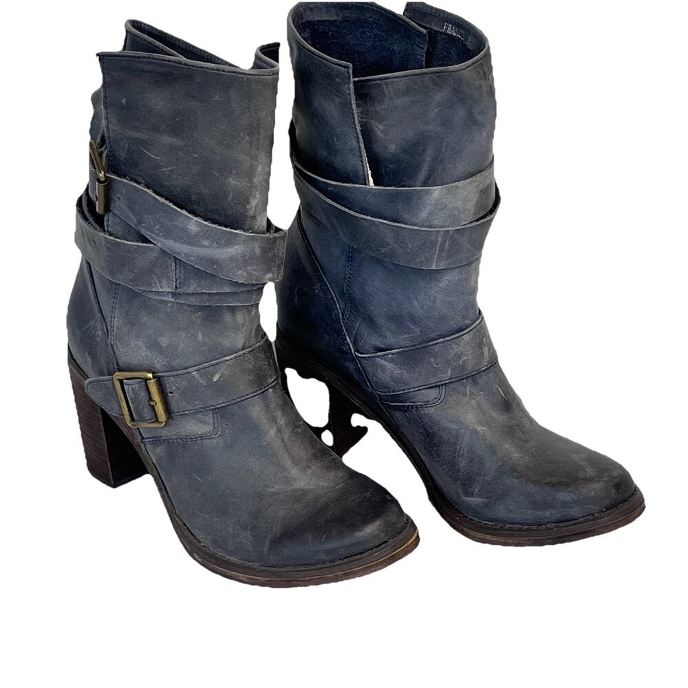 Jeffrey Campbell Ibiza Gray Leather Strappy Books size 8 Biker Western Boho